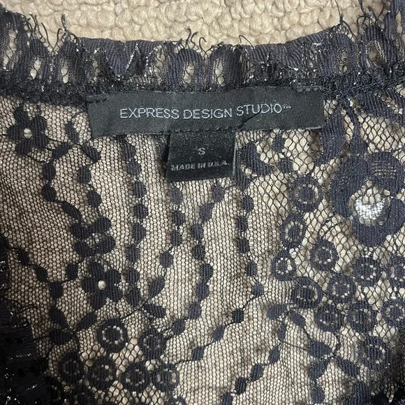 Express Black and Silver Lace Top - Picture 3 of 3